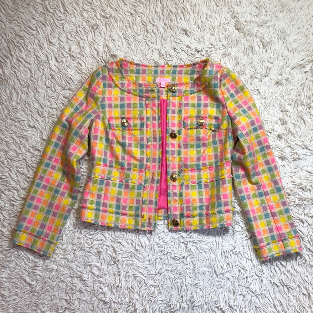 Lilly Pulitzer Millie Cropped Tweed Fringe Jacket